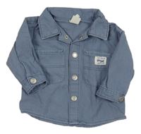 Modrá rifľová košeľová bunda s nášivkou H&M