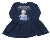 Tmavomodrá tepláková šatová tunika s Elsou H&M