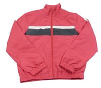 Tmavorůžovo/šedo-biela šušťáková jarná športová bunda POCOPIANO