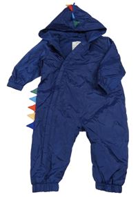 Tmavomodrá kockovaná šušťáková jarná kombinéza s kapucňou a ostny M&S