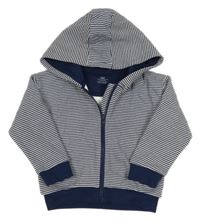 Tmavomodro-biela pruhovaná prepínaci mikina s kapucňou M&S