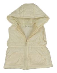 Smotanová prešívaná šušťáková zateplená vesta s kapucňou SHEIN