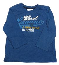 Tmavomodré melírované triko s nápisy Topomini