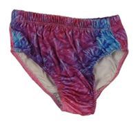 Vínovo-modro-růžové batikované plavkové kalhotky