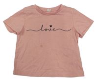 Svetloružové tričko s nápisom SHEIN