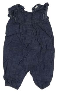 Tmavomodrý rifľový nohavicový overal s čipkou a volánikmi early days