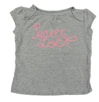 Sivé melírované tričko s nápismi Vertbaudet