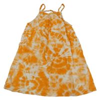 Oranžovo-bílé batikované plátěné šaty H&M