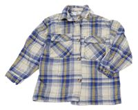Smetanovo-safírovo-okrová kockovaná košeľová bunda H&M