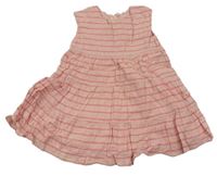 Ružové pruhované plátenné šaty zn. M&S