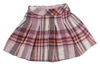 Starorůžovo-hnedo-smotanová kockovaná vlnená sukňa Matalan