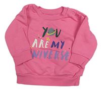 Tmavorůžová mikina s nápisem a planetou Primark