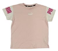 Růžovo-bílé tričko s logem Puma