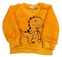 Oranžová chlpatá mikina s dinosaurom Shein