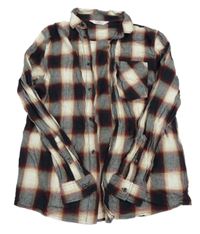 Černo-béžovo-vínová kostkovaná košile H&M