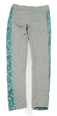 Šedo-tyrkysové sportovní legíny se vzorem Ergeenomixx