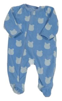 Modrý fleecový overal s medvědy Nutmeg