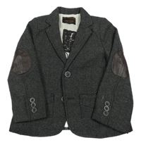 Tmavošedo-čierne vzorované vlnené slávnostné sako