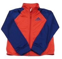 Červeno-tmavomodrá sportovní propínací mikina s logem Adidas