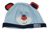 Světlemodrá bavlněná čepice - medvěd
