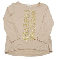 Pudrové tričko s nápisom H&M