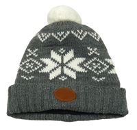 Tmavosivá vzorovaná pletená čapica s brmbolcom TCM