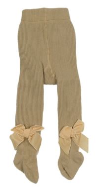 Pískové žebrované punčocháče s mašlemi