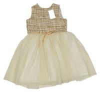 Nové - Krémovo-barevné třpytivé šaty s flitry