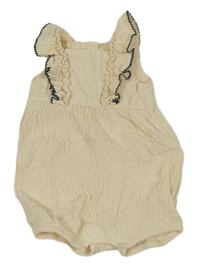 Krémový mušelínový kraťasový overal s volánky H&M