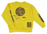 Horčicová mikina s Pokéballem z překlápěcích flitrů a Pikachu