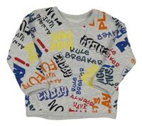 Sivá melírovaná mikina s nápismi Dunnes