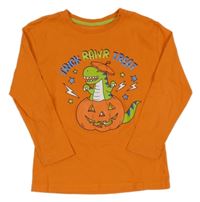Oranžové tričko s dinosaurom a tekvicou Primark