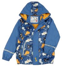 Tmavomodrá nepromokavá lehce zateplená bunda se psy a kapucí Lupilu