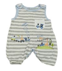 Sivo-biele pruhované na traké kraťasy so zvířaty