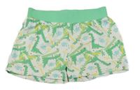 Bielo-zelené bavlnené kraťasy s dinosaurami Manguun