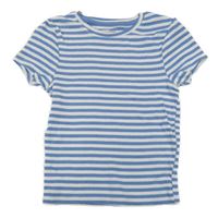Modro-biele pruhované rebrované rebrované tričko Primark