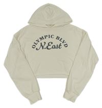 Smotanová crop mikina s nápisom a kapucňou H&M