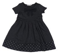 Čierne bodkovaná é šaty s mašlou H&M
