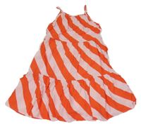 Růžovo-červené pruhované lehké šaty H&M