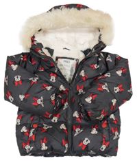 Antracitová šusťáková zimní bunda s Minnie a kapucí M&S