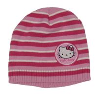 Ružovo-tmavorůžovo-biela pruhovaná čapica s Hello Kitty Sanrio
