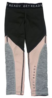 Černo-růžovo-šedé sportovní legíny s nápisy H&M