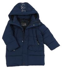 Tmavomodrá šušťáková zimná bunda s kapucňou C&A