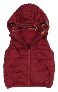 Rubínová šušťáková zateplená vesta s kapucňou Lupilu