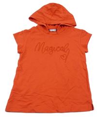 Červená tepláková šatová tunika s logom a kapucňou Mayoral