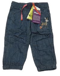 Nové - tmavomodré cuff podšité rifle s kolouškem 