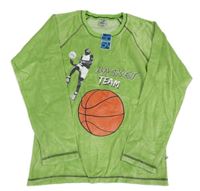 Nové - Zelené zamatové pyžamové tričko s loptou