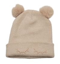 Světlerůžová třpytivá pletená čepice s bambulemi H&M