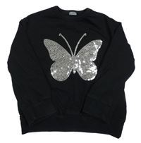 Čierna ľahká mikina s motýlkem z flitrů Next