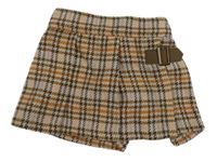 Béžovo-hnedo-oranžové kockované vlnené kraťasy Next
